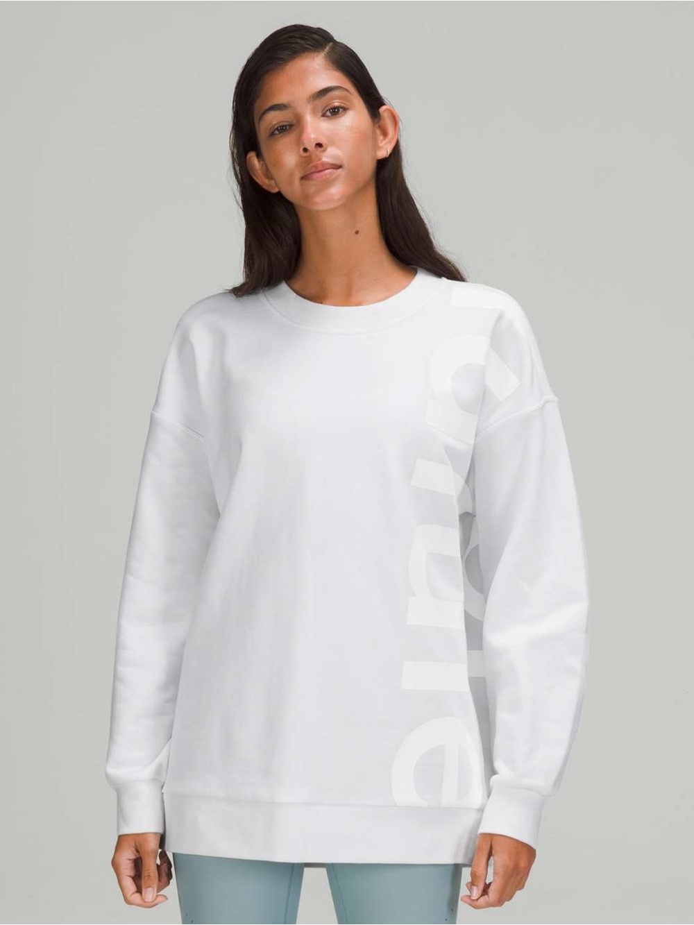 Authentic Lululemon white sweatshirt sweater logo shirt $118 large 8 oversized
